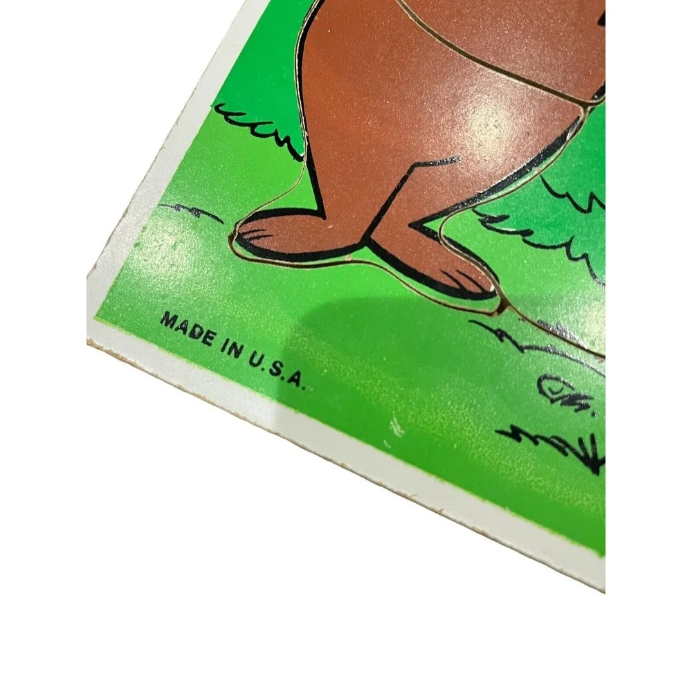 2 set Vintage 1980 Wooden Tray Puzzles Yogi Bear Boo Boo Fantasia Mickey Disney